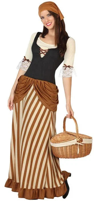 Disfraz de Mesonera Marrón para Mujer Medieval Atosa